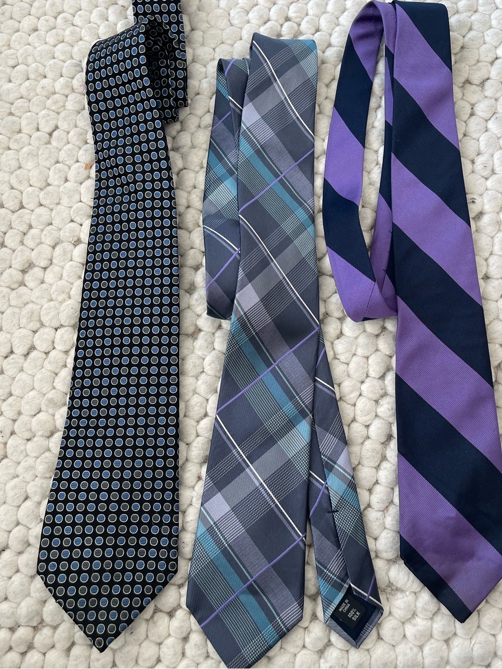 Men's Classic Necktie Set - Black, Gray, Purple